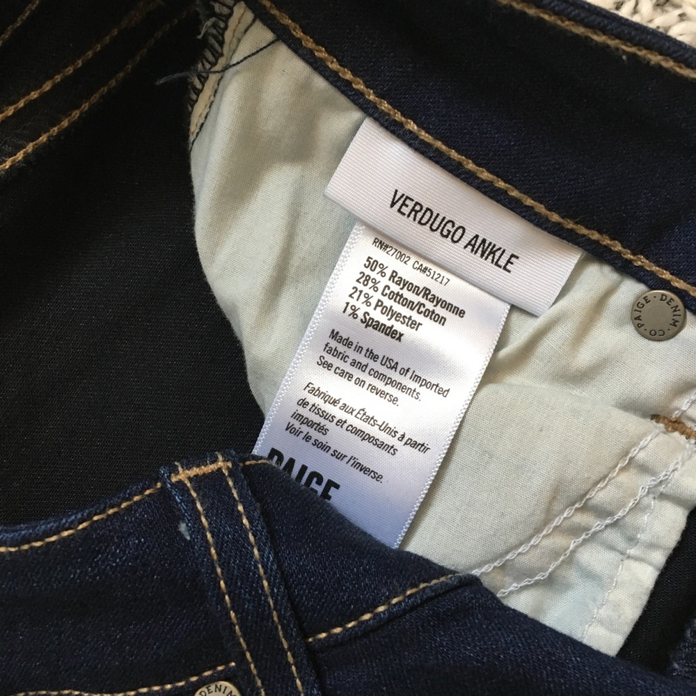 Paige Verdugo Ankle Skinny Jean Sz 26 Low Rise - Picture 5 of 6